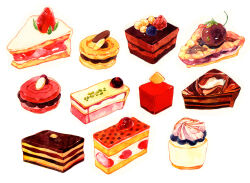 cake cake_slice chocolate_cake commentary_request dessert food food_focus fruit macaron nasie original simple_background strawberry strawberry_shortcake sweets tiramisu white_background