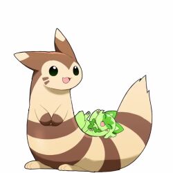 Rule 34 | :3, :d, animated, closed eyes, commentary request, full body, furret, gen 2 pokemon, happy, looping animation, nintendo, no humans, open mouth, pokemon, pokemon (creature), simple background, smile, sprigatito, standing, striped, tagme, tail, taro (tontaro), video, white background