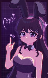 Rule 34 | 1girl, animal ears, black bow, black bowtie, black hair, black leotard, bow, bowtie, breasts, detached collar, fake animal ears, hair ornament, hairclip, highres, leotard, long hair, md5 mismatch, playboy bunny, rabbit ears, rabbit hair ornament, resolution mismatch, sakurajima mai, sawaropi, seishun buta yarou, solo, source larger, strapless, strapless leotard