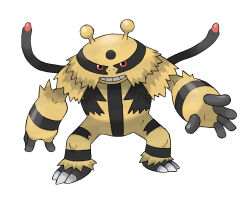 antennae electivire full_body gen_4_pokemon highres multiple_tails nintendo nostrils official_art pokemon pokemon_(creature) pokemon_dppt pokemon_focus red_eyes simple_background solo standing sugimori_ken tail teeth third-party_source white_background