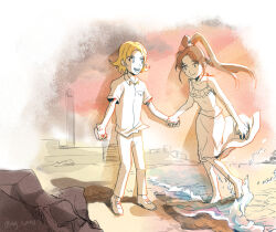 Rule 34 | amano nene (digimon xros wars), amano yuu (digimon), beach, digimon, digimon xros wars, tagme