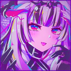 1girl dark_persona dragon_horns emblem_ring fake_horns fire_emblem fire_emblem_engage highres horns looking_at_viewer nintendo official_alternate_costume official_alternate_eye_color portrait solo u_fe veyle_(fell_successor)_(fire_emblem) veyle_(fire_emblem)