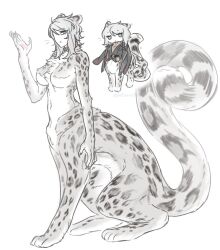 Rule 34 | 1girl, black coat, black vest, blue eyes, breasts, closed mouth, coat, coat on shoulders, faust (project moon), hand up, highres, large breasts, limbus company, looking at viewer, multiple views, ohzv, project moon, short hair, sidelocks, snow leopard ears, snow leopard girl, snow leopard tail, taur, vest, white hair