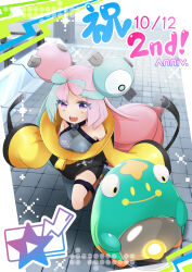 Rule 34 | 1girl, absurdres, bellibolt, highres, iono (pokemon), multicolored hair, nintendo, open mouth, pink eyes, pink hair, pokemon, pokemon (creature), pokemon sv, poyoxis, sharp teeth, teeth
