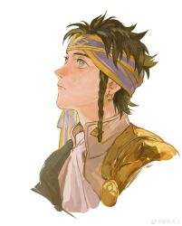 1boy absurdres blue_scarf brown_hair claude_von_riegan earrings fire_emblem fire_emblem:_three_houses green_eyes highres jewelry male_focus mimulishizi nintendo scarf white_background