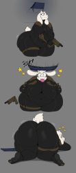 1girl alternate_costume ass bodysuit breasts cosplay eric_lowery fat furry gun highres huge_ass huge_breasts impossible_clothes jill_valentine large_breasts mature_female resident_evil tail toriel undertale weapon