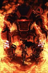 absurdres assault_rifle cable commentary english_commentary gun highres holding holding_gun holding_weapon humanoid_robot ion_(titanfall_2) looking_at_viewer mecha mecha_focus one-eyed r-201_soar rifle robot science_fiction stalker_(titanfall) theliteralbestrobot titan_(titanfall) titanfall_(series) titanfall_2 weapon