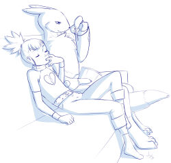 1boy 1girl aogami bucket closed_eyes couch cum digimon digimon_tamers eating_cum food furry furry_male furry_with_non-furry highres interspecies licking_finger loli looking_at_another makino_ruki monochrome no_shoes ponytail popcorn renamon short_hair simple_background sitting smile socks white_background