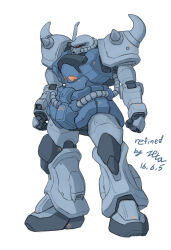 Rule 34 | 2016, cable, clenched hands, colored lineart, commentary request, dated, gouf, gundam, highres, korean commentary, mecha, mecha focus, mobile suit, mobile suit gundam, no humans, one-eyed, original, radio antenna, redesign, robot, science fiction, shoulder spikes, signature, sketch, spikes, white background, z006, zeon