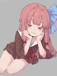 1girl dress fang highres kotonoha_akane looking_at_viewer pink_hair semicolonize skin_fang solo voiceroid