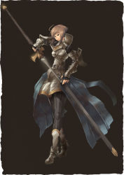 1girl armor bad_id bad_pixiv_id brown_hair female_focus jeanne_d&#039;arc juun level-5 real_life short_hair solo sword weapon