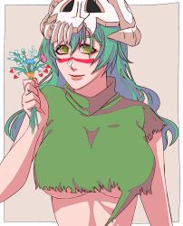 Rule 34 | 1girl, bleach, breasts, green eyes, green hair, highres, large breasts, long hair, looking at viewer, midriff, nelliel tu odelschwanck, revealing clothes, solo, strikek-lvvjm27, torn clothes, underboob