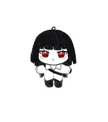1girl akita_(akitakipuromun) black_hair bob_cut chibi doll light_blush limbus_company project_moon red_eyes ryoshu_(project_moon) shirt solo white_background white_shirt