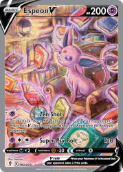 animal_focus armchair artist_name book bookshelf card_(medium) chair character_name closed_mouth company_name copyright_name copyright_notice ditto eevee english_text espeon forehead_jewel forked_tail gen_1_pokemon gen_2_pokemon globe lantern nintendo no_humans official_art on_chair open_book paper pokemon pokemon_(creature) pokemon_card pokemon_focus pokemon_tcg smile solo sowsow table tail telekinesis third-party_source trading_card
