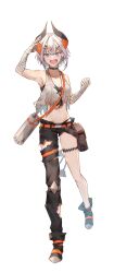 Rule 34 | 1girl, aodake (winter1517), character request, copyright request, groin, highres, horns, navel, panties, pants, tagme, torn clothes, underwear
