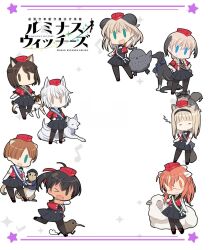 Rule 34 | 6+girls, aila paivikki linnamaa, animal ears, aviation magic band, bird ears, bird girl, black eyes, black hair, black pantyhose, black skirt, blue eyes, braid, brown eyes, brown hair, cat ears, cat girl, cat tail, chibi, dark-skinned female, dark skin, dog ears, dog girl, dog tail, eleonore giovanna gassion, everyone, finn (luminous witches), flocke (luminous witches), garrison cap, glasses, gloves, green eyes, grey hair, hair over one eye, hairband, hat, head wings, high ponytail, joanna elizabeth stafford, kyuu-chan (luminous witches), long hair, low ponytail, luminous witches, lyudmila andreyevna ruslanova, manaia matawhaura hato, maria magdalena dietrich, moffy (luminous witches), multiple girls, neck ribbon, necktie, official art, okoge (luminous witches), olivier (luminous witches), one eye closed, open mouth, pantyhose, pekorus (luminous witches), ponytail, puffy short sleeves, puffy sleeves, ribbon, rio (luminous witches), running, sheep ears, sheep girl, shibuya inori, shimada fumikane, short hair, short sleeves, simple background, single braid, skirt, sleeping, sleeveless, smile, smile (luminous witches), squirrel ears, squirrel girl, squirrel tail, standing, sylvie cariello, tail, thick eyebrows, virginia robertson, white background, white gloves, white hair, wings, wolf ears, wolf girl, wolf tail, world witches series, yellow eyes