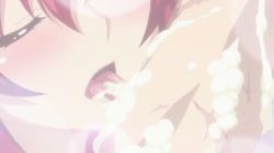 10s 1boy 2girls animated animated_gif cream eating food licking lowres multiple_girls naruse_maria naruse_mio nude red_eyes red_hair screencap sexually_suggestive shinmai_maou_no_testament white_hair