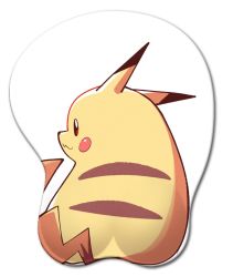 Rule 34 | :3, artsy-rc, ass, ass mousepad, commentary, english commentary, from behind, gen 1 pokemon, highres, looking at viewer, looking back, mousepad (medium), nintendo, no humans, parody, pikachu, pokemon, pokemon (creature), simple background, solo, white background