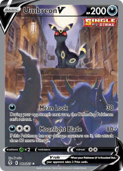 Rule 34 | artist name, brick wall, building, card (medium), character name, character request, closed mouth, company name, copyright name, copyright notice, drainpipe, english text, full moon, gen 1 pokemon, gen 2 pokemon, gen 8 pokemon, grimmsnarl, moon, night, nintendo, official art, pinsir, pokemon, pokemon (creature), pokemon card, pokemon focus, pokemon tcg, solo focus, teeziro, third-party source, trading card, umbreon, window