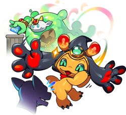 1other chibikemo diamond_(gemstone) dragon dragon_village_(series) dragon_village_collection eshu_(dragon_village) furry game_cg green_eyes hood hood_up monster official_art own_hands_clasped own_hands_together third-party_source transparent_background