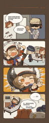 Rule 34 | 1boy, 4girls, ;o, absurdres, ankle boots, arms up, black coat, black footwear, black hat, black pants, blue eyes, blue neckerchief, boater hat, boots, brown hair, checkered hairband, chibi, coat, deck chair, door, dress, drooling, envelope, folding chair, goggles, green eyes, grey eyes, grey hair, grey pants, grey shirt, grey shorts, grey sweater, hair bun, hairband, hat, helmet, highres, holding, holding envelope, jacket, lab coat, long hair, lying, matilda bouanich, mouth drool, multiple girls, neckerchief, newsboy cap, notice lines, official art, on back, one eye closed, one side up, orange eyes, orange hair, outstretched arms, pants, pants under dress, polka dot neckerchief, red jacket, red socks, regulus (reverse:1999), reverse:1999, shirt, short hair, shorts, single side bun, socks, sonetto (reverse:1999), sweat, sweater, tank helmet, two side up, vertin (reverse:1999), waking up, white coat, white dress, white pants, | |