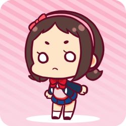 animated animated_gif blazer brown_hair hairband idolmaster idolmaster_cinderella_girls jacket muramatsu_sakura pink_background pout puffy_cheeks ribbon rio short_twintails skirt solo twintails