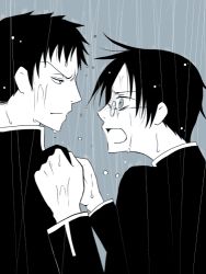 Rule 34 | 2boys, doumeki shizuka, lowres, multiple boys, rain, tears, watanuki kimihiro, xxxholic