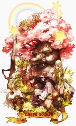 1boy 3girls bird black_hair boots borrowed_character brown_hair creature duck eyepatch closed_eyes fantasy hat highres kamal_(pixiv_fantasia) long_hair multiple_girls nishihara_isao pixiv_fantasia pixiv_fantasia_4 rose_(pixiv_fantasia_4) silver_hair sitting sleeping sleeping_upright smile tree