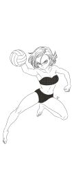 1girl android_18 dragon_ball looking_at_viewer serious solo swimsuit volleyball white_background