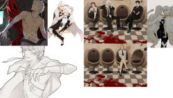 00s 100-series 3boys 6+girls albedo_piazzolla bad_id bad_pixiv_id barefoot black_hair blonde_hair blood chobihige citrine gaignun_kukai gaignun_kukai_jr. jr. kirschwasser long_hair male_focus multiple_boys multiple_girls red_hair short_hair white_hair xenosaga