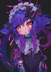1girl gothic_lolita hair_ornament headdress highres league_of_legends lizard_tail lolita_fashion neeko_(league_of_legends) reptile_girl ribbon tail