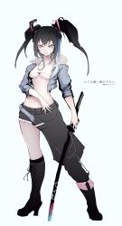 1girl artist_request boots pants sword tagme underwear utau weapon yokune_ruko
