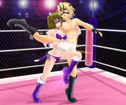 Rule 34 | #13, animal ears, arena, ball busting, battle, bdsm, blonde hair, blue eyes, blush, boots, brown hair, cat ears, cat tail, cbt, crotch kick, domination, femdom, fighting, humiliation, kicking, mask, smile, smirk, sumire (#13), syemi (#13), tail, wrestling, wrestling ring