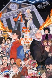 1885 1950 1955 1985 2000 2015 6+boys 6+girls :d ^_^ aged_up anger_vein angry animal anniversary back_to_the_future back_to_the_future_part_ii back_to_the_future_part_iii bad_id bad_pixiv_id biff_tannen biff_tannen_junior book brown_hair buford_tannen car christopher_lloyd clara_clayton clock closed_eyes closed_mouth copyright_name dancing delorean dog einstein_(back_to_the_future) emmett_brown english_text everyone facial_hair fire flying_car formal_clothes george_mcfly grey_hair highres hoverboard jaws_(movie) jennifer_parker lab_coat lightning long_hair lorraine_baines marty_mcfly michael_j._fox mikann0206 motor_vehicle multiple_boys multiple_girls multiple_persona multiple_views mustache old old_man open_mouth parthenon salute shark short_hair signature smile suit tagme time_travel universal_studios vest vulcan_salute white_dog white_hair