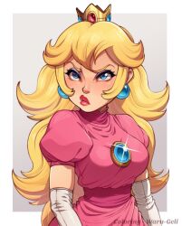 1girl angry blonde_hair blue_eyes highres lips lm_(legoman) mario_(series) nintendo princess_peach solo super_mario_bros._1 waru-geli