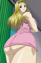 Rule 34 | 00s, 1girl, 2003, anime screenshot, ass, ass focus, blonde hair, breasts, green eyes, large breasts, long hair, miniskirt, nami koishikawa, nami sos!, skirt, solo, stitched, tagme, third-party edit
