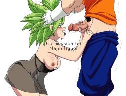 Rule 34 | 1boy, 1girl, breasts, breasts out, cum, cum on body, cum on breasts, cum on upper body, dragon ball, dragon ball super, earrings, erection, fungushi, gloves, green hair, hetero, jewelry, kefla (dragon ball), legendary super saiyan, nipples, penis, penis grab, potara earrings, pubic hair, super saiyan, testicles, tongue, tongue out, vegetto, white gloves