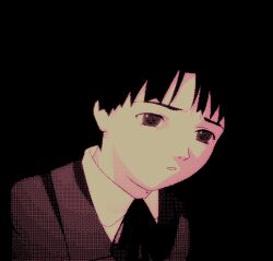 1girl animated animated_gif epilepsy_warning iwakura_lain monochrome serial_experiments_lain solo tagme transparent_background