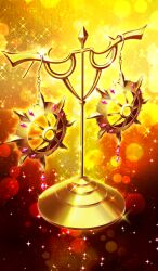 chocolate_lady_no_karasawagi commentary earrings fate/grand_order fate_(series) gold_earrings jewelry lasengle no_humans object_focus official_art orange_background orange_theme sparkle sparkle_background third-party_source unworn_earring
