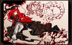 Rule 34 | 1girl, absurdres, artist name, beret, black coat, black shoes, blue eyes, braid, coat, commentary, dragon, dragon print, esculd, full body, hat, hat ornament, highres, hong meiling, koumajou densetsu, long hair, looking at viewer, pants, pixel art, red hair, shoes, side braids, solo, star (symbol), star hat ornament, touhou, tree, twin braids, white pants