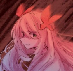 Rule 34 | 1girl, alonemistrist, angry, blonde hair, butterfly hair ornament, celine (fire emblem), fire emblem, fire emblem engage, green eyes, hair ornament, long hair, looking at viewer, nintendo, portrait, solo, very long hair