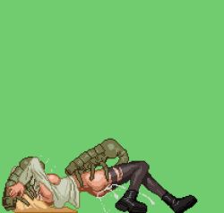 1girl animated animated_gif bestiality blonde_hair breasts bug cum cum_in_mouth cum_in_pussy green_background group_sex large_breasts looping_animation lowres mmf_threesome no_panties oral oversized_insect parasite_in_city pixel_art pixel_factory rape simple_background thighhighs threesome vaginal