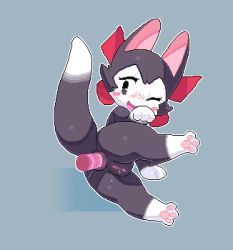 1girl anal animated bow cat chao_(unico) hair_bow kemocamotli one_eye_closed pixel_art unico witch