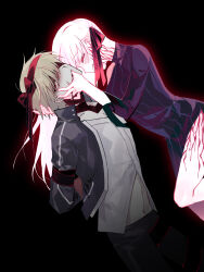 1boy 1girl assertive_female aura bdsm blonde_hair blood bondage bound bow dark_sakura fate/stay_night fate_(series) gilgamesh_(fate) hair_bow highres lioyu_f long_hair matou_sakura red_bow red_eyes