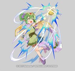 1girl aged_down armlet attack copyright_notice dragon dragon_girl dragon_wings fire_emblem fire_emblem:_mystery_of_the_emblem fire_emblem:_shadow_dragon_and_the_blade_of_light fire_emblem_heroes green_eyes green_hair grey_background holding holding_stuffed_toy jewelry nintendo official_art open_mouth pendant pink_scarf pointy_ears ponytail scarf simple_background smile solo stuffed_animal stuffed_dragon stuffed_toy tiara tiki_(fire_emblem) tiki_(young)_(dragon&#039;s_progeny)_(fire_emblem) tsukana_(saba_mizore) v-shaped_eyebrows wings
