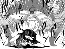1girl clothed_sex clothing_aside hinoki_(hinoki-buro) kaibutsu_oujo monochrome panties panties_aside penis rape riza_wildman sex short_hair spread_legs top-down_bottom-up torn_clothes uncensored underwear upside-down vaginal