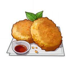 artist_request bowl commentary english_commentary food food_focus game_cg genshin_impact hash_browns jam leaf lowres napkin no_humans official_art simple_background still_life third-party_source transparent_background