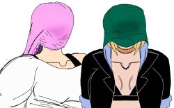 Rule 34 | 2girls, absurdres, aroused, atomic wedgie, black survival, blonde hair, blue hair, blush, breasts, covered eyes, eternal return: black survival, female pervert, green panties, gym, hart floyd, highres, jolynecujohwedgie, multiple girls, object on head, official alternate costume, panties, panties on head, panty mask, pervert, pink panties, self-upload, short hair, silvia piquet, smile, steam, transparent background, underwear, underwear on head, wedgie