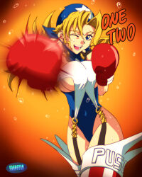 Rule 34 | 1girl, blonde hair, blue eyes, breasts, highres, justice gakuen, large breasts, solo, tiffany lords, underboob