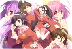 Rule 34 | 1boy, 5girls, :d, ahoge, black hair, bow, broom, brown eyes, brown hair, choker, elysia de lute ima, glasses, hair bow, hair ornament, hair ribbon, hairband, hairclip, haqua d&#039;rot herminium, holding, kami nomi zo shiru sekai, katsuragi keima, kosaka chihiro, long hair, looking at viewer, multiple girls, nakagawa kanon, open mouth, pink eyes, pink hair, pleated skirt, ponytail, red eyes, ribbon, school uniform, short hair, skirt, skull hair ornament, smile, takahara ayumi, thighhighs, tokira nozumi, white legwear, zettai ryouiki